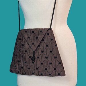 Dana Herbert Eggplant Tapestry Crossbody Bag Preowned